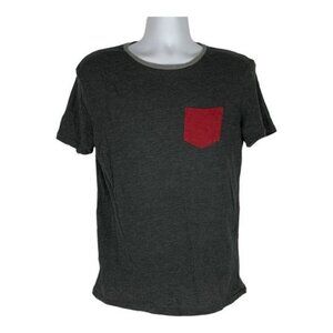 American Eagle Outfitters Slouchy T-Shirt Red Pocket Size S Heather Gray & Red